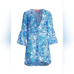 Lilly Pulitzer Motley Coverup in Turquoise Oasis Shell Me You Love Me XL